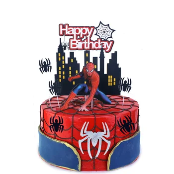 1 комплект, Флаг для торта с Человеком-пауком, Флаги для украшения детского Дня рождения, Фигурка из мультфильма, аниме, Disney Marvel, Человек-Паук, Аксессуары для вечеринок