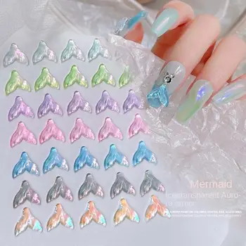 20шт Смешанных украшений для ногтей Aurora Mermaid Tail Стразы для ногтей Смола Водяная Рябь 3D Дрели для нейл-арта Аксессуары для маникюра