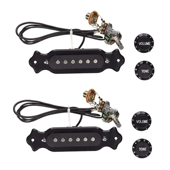 2X Предварительно подключенных 6-струнных однокатушечных звукоснимателя с регуляторами громкости и тона для электрической гитары в коробке из-под сигар