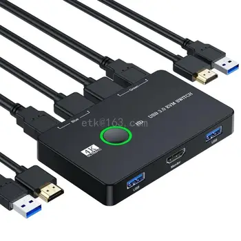 2X2 USB3.0 HDMI2.0 KVM Switcher Box Splitter 4K60Hz HDMI2.0-Совместимый