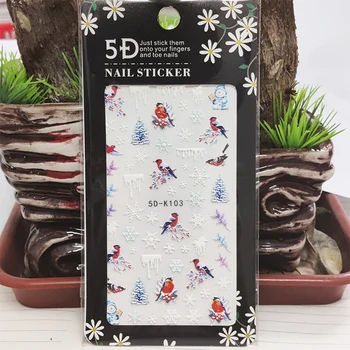 5D Наклейки для ногтей Красота Снежинка Милая птичка украшения для ногтей Стереоскопические наклейки Аксессуары Дизайн с эффектом анаглифа