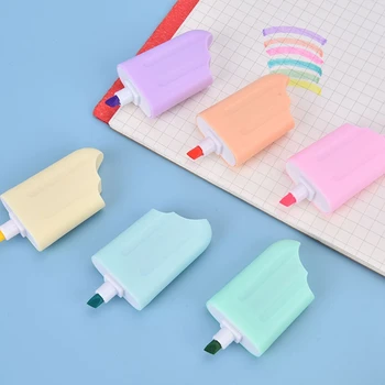 6 ручек-маркеров Kawaii неонового цвета, как показано на рисунке, яркие ручки для рисования в форме мультяшного мороженого