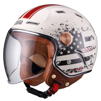 BEON B122 Винтажный мотоциклетный шлем с открытым лицом, двойные линзы, ретро-мото-каски Casco Capacete