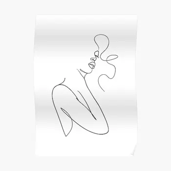 Black Line Art Woman Line Draw Illustr Плакат Забавное украшение Настенная роспись Современная винтажная картина Домашний декор Без рамки