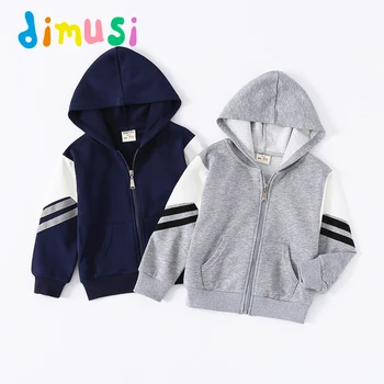 DIMUSI, Весенне-осенние куртки для мальчиков, повседневные детские хлопковые пальто с капюшоном на молнии, детская верхняя одежда, Ветровка, детская одежда от 2 до 8 лет
