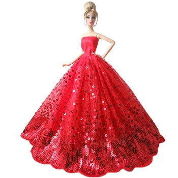 NK Новейший 1 Комплект 30 СМ Принцесса Благородное Красное Мигающее Свадебное Платье Модная Праздничная Одежда Для Куклы Барби Аксессуары Подарок Для Девочки Игрушка
