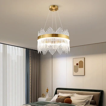 Nordic LED хрустальный потолочный светильник для спальни, гостиная, хрустальная люстра, вилла, хрустальная люстра, столовая, внутренний хрустальный свет