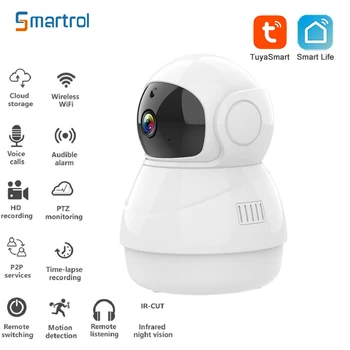 Smartrol HD 4MP Внутренняя WiFi Камера Безопасности IP-Камера Двухстороннее Аудио Обнаружение Движения Ai Отслеживание PTZ Cam для приложения Tuay Smart Life