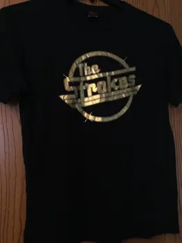The Strokes - Черная футболка с буквами из золотой фольги - S - Cinder Block