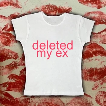 Y2K, женская повседневная футболка с текстовым принтом в стиле эмо 90-х, эстетические топы Maiden Cool Girl, популярные старые ретро-топы, облегающие топы в стиле панк с круглым вырезом