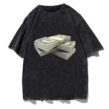 Y2K хип-хоп винтаж 90-х, футболка оверсайз с короткими рукавами, летний готический дизайн, свободная уличная одежда NEW tide, выстиранная джинсовая футболка