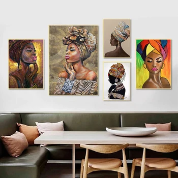Абстрактная картина на холсте с изображением африканских женщин, Портретные плакаты и принты, настенное искусство для гостиной, Домашний декор, Картина без рамки