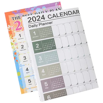Английская версия настольного календаря на 2024 год, Корейский Настольный настенный креативный простой планировщик, упаковка из 2 предметов, украшение в стиле ретро