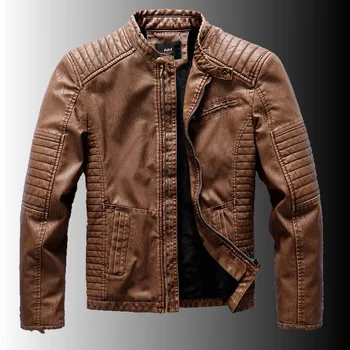 Военная зимняя флисовая теплая куртка из искусственной кожи, мужские мотоциклетные пальто на диагональной молнии, мужские модные байкерские куртки из искусственной кожи, тонкое пальто