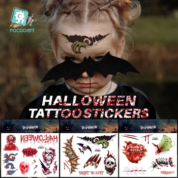 Временные наклейки с татуировками, Нетоксичный, стойкий террор на Хэллоуин, Реалистичные сшитые травмы, раны, Макияж для тела, наклейки с татуировками