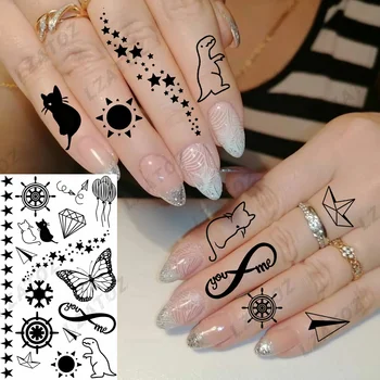 Временные татуировки Star Infinity своими руками для девочек и мальчиков, маленькое солнце, кошка, динозавр, поддельные наклейки с татуировками, которые можно стирать водой, татуировки на пальцах