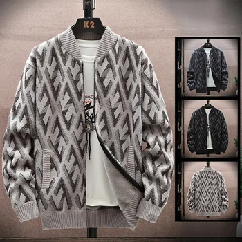 Вязаный кардиган, мужская корейская версия, модная деловая повседневная куртка, весна и осень, новая мужская верхняя одежда, свитер, куртка, зима