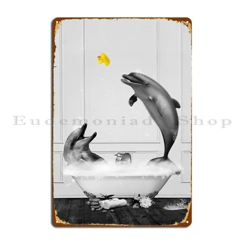 Дельфины на ванне, металлическая вывеска с пузырьками для ванны, клубные таблички, декор стен, жестяная вывеска паба с принтом, плакат с надписью