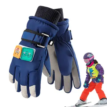 Детские зимние лыжные перчатки S / M / L, водонепроницаемые утепленные варежки, перчатки для катания на сноуборде, детские перчатки для мальчиков и девочек, согревающие пальцы