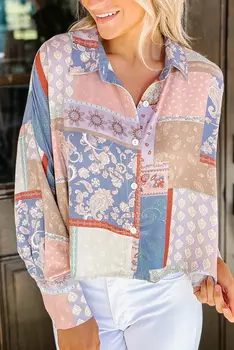 Женская рубашка в стиле ретро, весна и осень 2023, Модная Свободная универсальная однобортная рубашка поло с длинным рукавом
