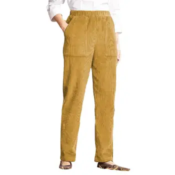 Женские брюки с высокой талией, зимние теплые брюки с боковыми карманами для домашнего офиса брюки женские