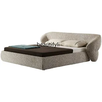 Итальянская минималистичная двуспальная кровать 1,8 м, дизайнерская современная легкая Роскошная Тканевая Мягкая сумка, Супружеская кровать, Мебель для главной спальни