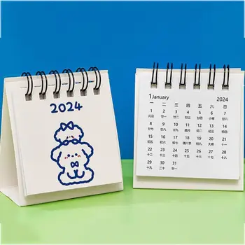 Календарь Ins на 2024 год, изысканный милый мини-мультяшный блокнот с катушкой, мультяшный мини-настольный календарь