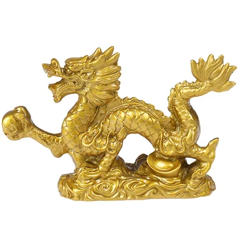 Китайский Статуэтка Двенадцати Зодиаков Good Lucky Dragon, Золотая Статуэтка Дракона, Скульптуры Животных, Фигурки для украшения рабочего стола