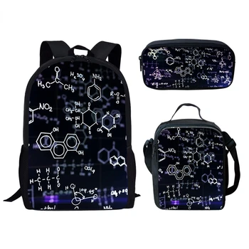 Классическая творческая химия химическая формула 3D печать 3 шт./компл. Школьные сумки для учеников, рюкзак для ноутбука, сумка для ланча, пенал для карандашей