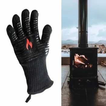 Кожаная угольная плита, дровяная горелка, Огнестойкая огнезащитная перчатка, Термостойкая перчатка, устойчивая перчатка
