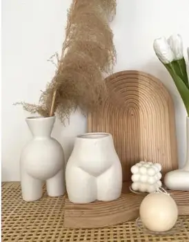 Креативная керамическая абстрактная ваза для человеческого тела, поделки, шкаф для гостиной, настольная цветочная композиция, ваза в половину роста, украшение дома