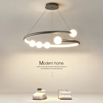 Люстра из стеклянного шара Nordic Luxury Line Гостиная Столовая Ресторан Современная дизайнерская кольцевая лампа для спальни Светодиодный подвесной светильник