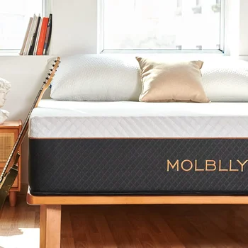 Матрас Molblly Queen - 12-дюймовый гибридный матрас с индивидуальными карманными пружинами и поролоном, кровать размера 