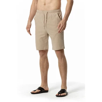 Модные мужские Тонкие Свободные хлопчатобумажные льняные шорты 2023 года, Летние повседневные пляжные шорты, Джоггеры, Спортивная мужская одежда