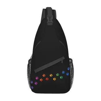 Модный красочный рюкзак-слинг с собачьей лапой, мужские сумки на плечо для путешествий