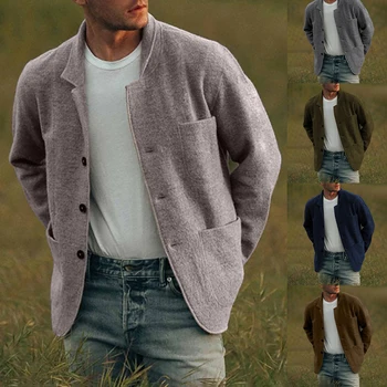 Мужская куртка молодежная, легкая, повседневная, осенняя, в стиле ретро, однотонная, модная, подчеркивающая фигуру, привлекательная куртка для мужчин