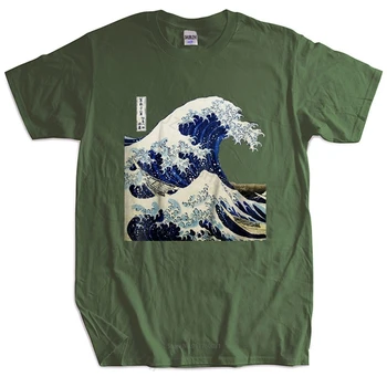 Мужская футболка, топы европейского размера, японская футболка Kanagawa The Great Wave, винтажная футболка унисекс с графическим рисунком, женские топы, футболки