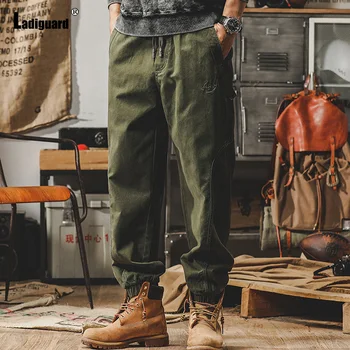Мужские брюки-карго Ladiguard Плюс размер 2023, весенние мото- и велосипедные брюки, мужские брюки с карманами на молнии, Армейские зеленые повседневные брюки на открытом воздухе