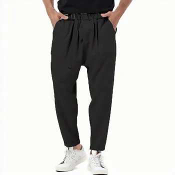 Мужские деловые брюки Slim Fit, модные однотонные брюки, повседневные рабочие длинные брюки с плоской передней частью, тренировочные брюки для бега трусцой