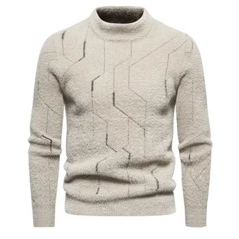 Мужской вязаный свитер, винтажные свитера с текстурированным принтом, новый пуловер в стиле харадзюку, красивая мужская одежда, уличная одежда