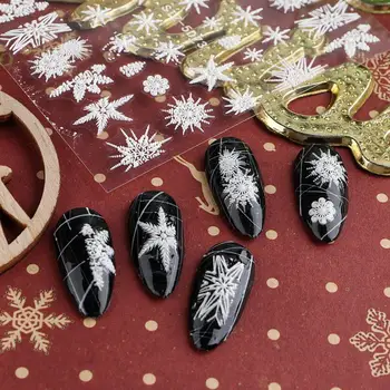 Наклейка для ногтей с рождественским рисунком, 5D Стереоскопические изысканные эффекты, Самоклеящийся маникюр 