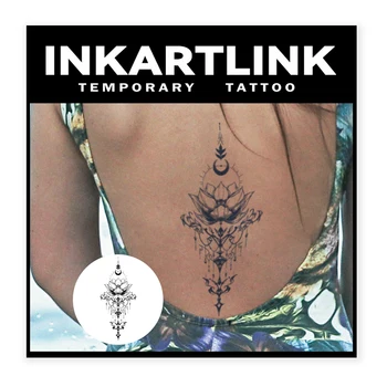 Наклейка с временной татуировкой Lotus, водонепроницаемая волшебная татуировка, держится до 15 дней, поддельная татуировка, полупостоянная татуировка