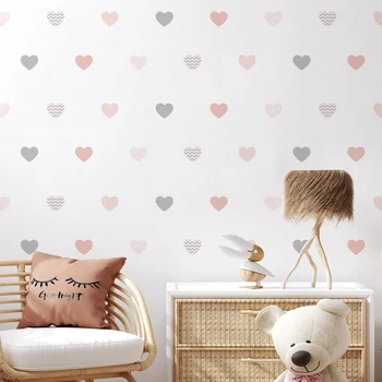 Наклейки на стену в стиле бохо с розовыми сердечками в виде ряби, Съемные наклейки для детской комнаты, спальни для девочек, Винтажный Садовый виниловый декор для дома