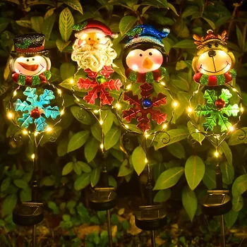 Наружный декор с солнечным светом, Санта-Клаус, Снеговик, Солнечная светодиодная наружная лампа, водонепроницаемый Рождественский светильник для украшения газона и сада