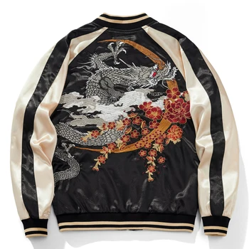 Новая куртка с изысканной вышивкой в китайском стиле с рисунком дракона, мужское весенне-осеннее пальто-реглан в тон Yokosuka