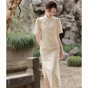 Новое элегантное платье Cheongsam в китайском стиле 2023 года улучшенной формы для девочек 