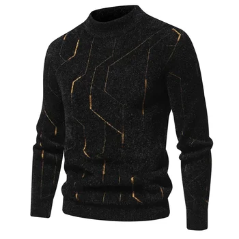 Новый мужской свитер из искусственной норки, модный вязаный свитер в тон, мужская одежда на осень и зиму