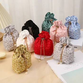 Подарочный пакет из жаккардовой ткани 1ШТ в китайском стиле на шнурке для свадьбы, дня рождения, мешочки для конфет, ювелирные изделия, Сувенирное карманное Саше