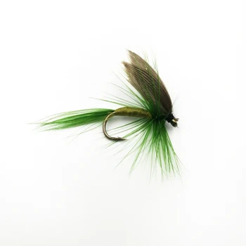 Поделился с рыбой 5 шт. \лот Желто-зеленая латунная мушка-серпантин для ловли форели нахлыстом