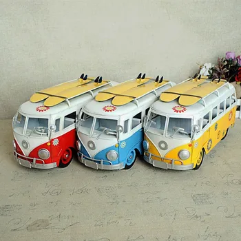 Ретро-ностальгический металлический классический автомобиль автобус, модель автобуса, игрушечная машинка, украшения модели автомобиля, орнаменты